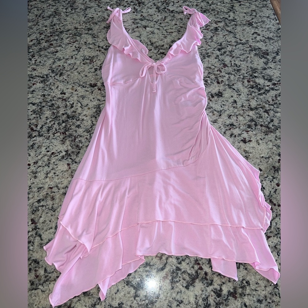 Pink Ruffled Mini Dress
